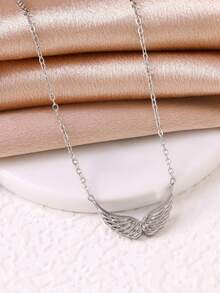 1pc Stainless Steel Personalized Angel Wing Pendant Necklace For Women - Angel Wings Pendant Necklace - View 5