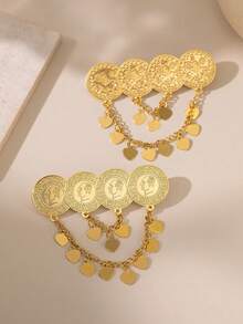 Herseygold 1 件铜镀金奥斯曼硬币图腾胸针、阿拉伯妇女节日配饰、婚礼新娘胸针 - 金色 - 查看 5