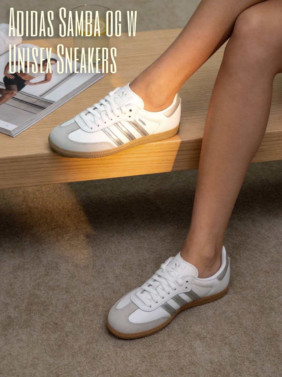 Adidas Originals 男鞋女鞋休閒鞋低筒板鞋 SAMBA OG W 運動鞋中性款透氣輕便日常旅遊鞋 JI2725 - 白/金屬銀/淡灰 - 查看 1