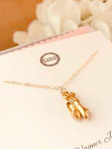 1件优雅迷人的芭蕾舞鞋吊坠项链，时尚女士饰品，完美融合日常优雅与派对魅力 - 蝴蝶結舞鞋 - 查看 6