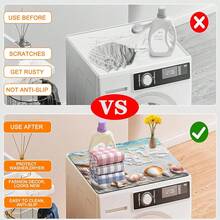 1件装洗衣机和烘干机顶部保护罩，洗衣机和烘干机顶部保护垫，防滑洗衣机罩，加厚防尘速干罩，适用于家庭洗衣房和厨房 - 彩色 - 查看 9