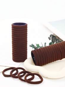 100/50/10条装女士基础款高弹力马尾发带，韩版深棕色发带，升级高弹力，时尚多功能，高端优雅气质，简约发带 - 彩色 - 查看 4