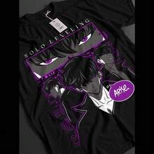 Solo Leveling Shirt Sung Jinwoo Tshirt Haein T-Shirt Beru Top Igris Anime Tee (7) - 黑色 - 查看 8