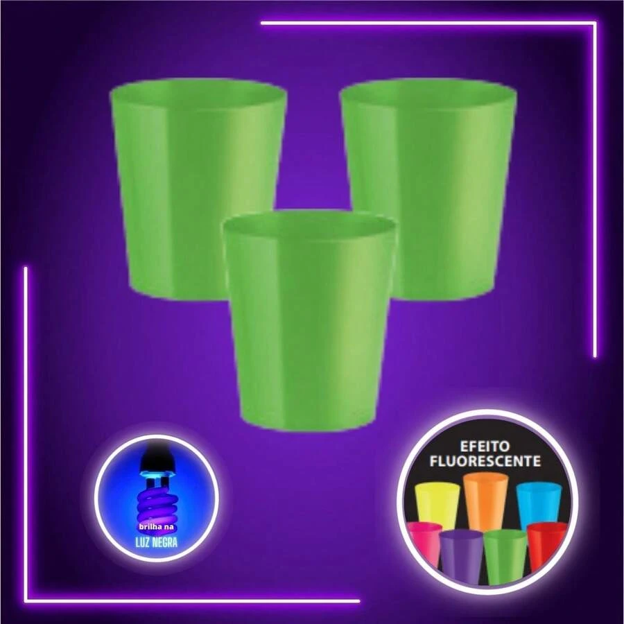 Set Of 30 Neon Glow-In-Black Light Candy Cups, 25 Ml - Green - View 1