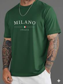 Kit Of 3 Men's Milano T-Shirts, 100% Cotton, 30.1 Yarn, Comfortable Slim Fit Shirt, Immediate Shipping, Special Offer - 黑色/海軍藍/綠色 - 查看 3