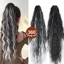 Claw Ponytail Extension 26 Inch Water Wave Wavy Curly Clip In Hair Extensions Soft Synthetic Hairpiece For Women - Black Brown - View 6