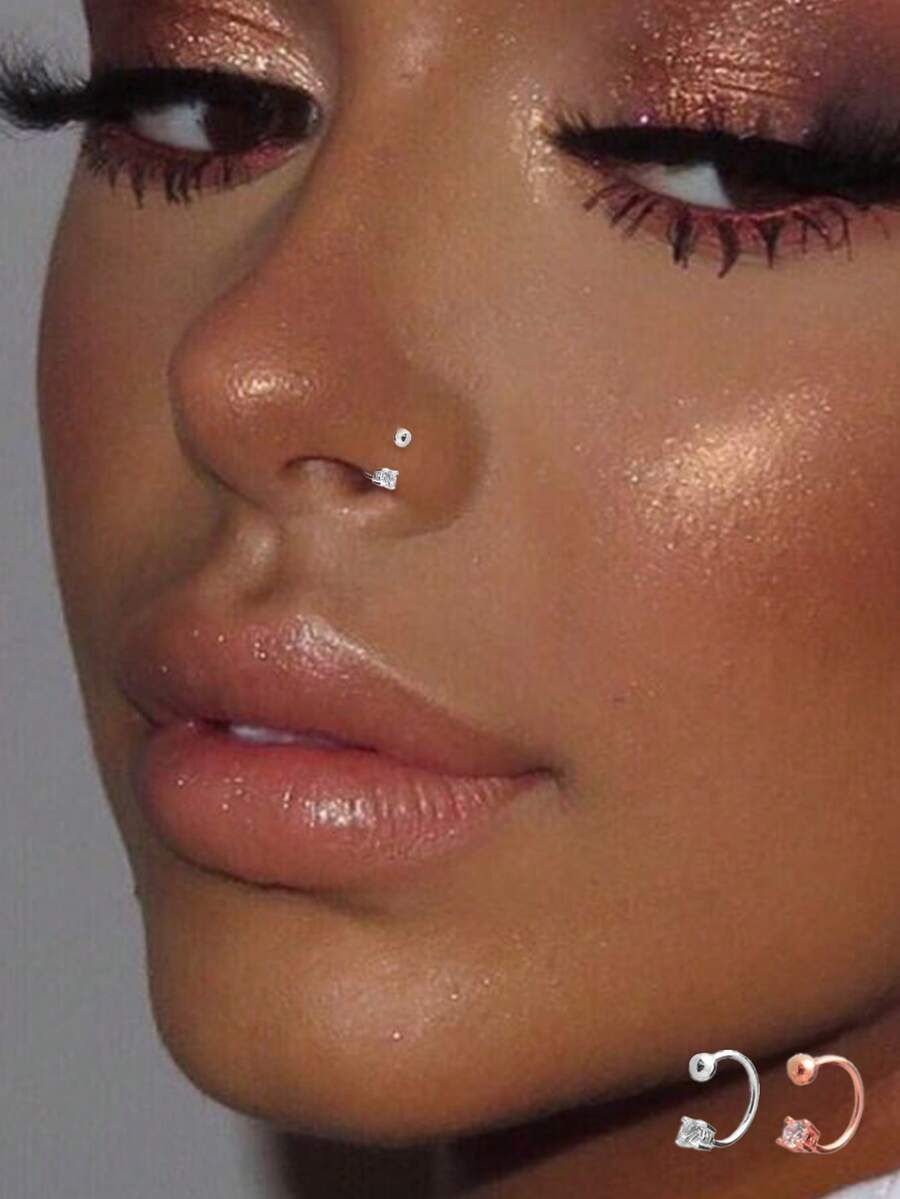 1pc S925 Sterling Silver Zirconia Stone Nose Ring, Minimalist Style, Women's Jewelry, Ideal Gift For Mother On Valentine's Day Or Mother's Day - Single Earring Accessories - View 1