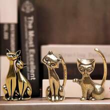 Vintage Copper Tabletop Figurine, Rustic Countryside Cat Decor, Creative Kitty Ornament, Desk Accessory - Multicolor - View 9