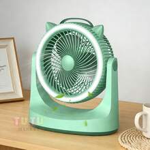 Mini ventilador de escritorio, con tres niveles de velocidad ajustables, ideal para dormitorios y oficinas, con rotación de 180° arriba y abajo, ventilador USB para estudiantes, perfecto para oficinas, dormitorios y espacios de estudio. - Verde - Ver 7