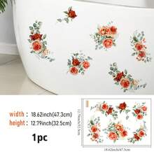 12.79*18.62 Inch Pink Rose Floral Pattern Self-Adhesive Bathtub Sticker, Creative Peel And Stick Home Decor Sticker, Suitable For Sink And Bathtub Exterior Decoration, Removable Wall Art, Fashionable Bathroom Accent, Adhesive Design, Essential For DIY Enthusiasts, Ideal For Apartment Renters - Floral Pattern - View 11