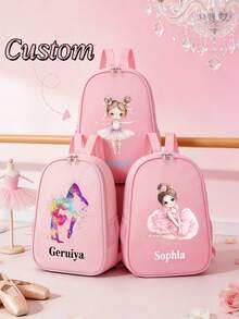 One Piece Cartoon Pink Ballet Coffee Print Backpack With Ballet And Cappuccino Design - Adjustable Straps, Commuter, Travel Backpack - Cute Casual Day Backpack With 2d Flat Print, Lightweight Backpack, Sturdy Construction, Fabric, 2d Flat, Perfect Gift For Ballet And Coffee Lovers, Ballet Gifts. - Multicolor - View 6
