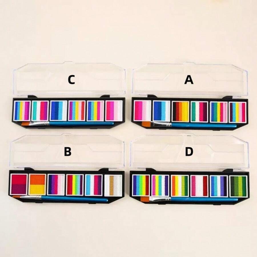6-Compartment Rainbow Watercolor Paint Set With 1 Brush, Vivid Colors With High Saturation, Suitable For Exhibitions, Art Creation, Back To School Art Classes, Students - Single Piece - View 1