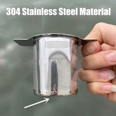 HILIFE Lid Tea And Coffee Filters With 2 Handles Stainless Steel Fine Mesh Tea Strainer Tea Infusers Basket Reusable 6cm Height