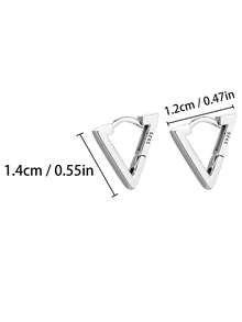 HuooNew 1 Pair Minimalist 925 Sterling Silver Triangle Earrings, Unisex Summer Gift Suitable For Men And Women - Silver - View 4