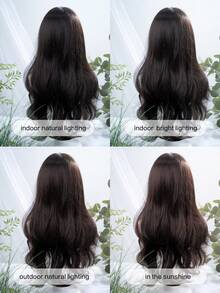 1 Synthetic Heat-Resistant Wig, Black Long Rolled Wig With Bangs, 28 Feet Long, Made Of Fiber, Suitable For Daily Use, Natural Simulation Wig - Black - View 9
