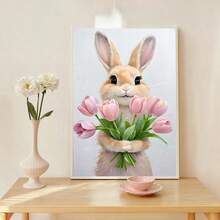 1 buah, Seni Dinding Kanvas, Dekorasi Dinding Berbingkai, Hiasan Dinding Pola Kelinci Paskah, Desain Kelinci Paskah yang Menggemaskan, Kelinci dan Bunga, Dekorasi Kelinci Musim Semi Retro untuk Kamar Anak, Ilustrasi Pastel, Seni Dekorasi Kamar Anak Paskah, Poster Kelinci Tulip Musim Semi, Dekorasi Paskah, Dekorasi Rumah Musim Semi, Poster Musim Semi, Poster Paskah, Estetika Dekorasi Ruangan - Kelinci Tulip - View 2