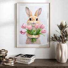 1 buah, Seni Dinding Kanvas, Dekorasi Dinding Berbingkai, Hiasan Dinding Pola Kelinci Paskah, Desain Kelinci Paskah yang Menggemaskan, Kelinci dan Bunga, Dekorasi Kelinci Musim Semi Retro untuk Kamar Anak, Ilustrasi Pastel, Seni Dekorasi Kamar Anak Paskah, Poster Kelinci Tulip Musim Semi, Dekorasi Paskah, Dekorasi Rumah Musim Semi, Poster Musim Semi, Poster Paskah, Estetika Dekorasi Ruangan - Kelinci Tulip - View 10