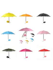1pc Mini Adhesive Car Sunshade Umbrella, Silver Gel UV Protection Phone Parasol - Mobile Phone Holder - View 6
