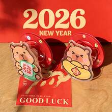 1pc 2026 Cartoon Red Horse & Capybara MagSafe Magnetic Phone Holder, Strong Suction, Adjustable Desktop Air Cushion - Multicolor - View 1