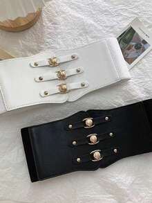 1条女士弹力腰带，多功能时尚束腰带，适用于连衣裙、衬衫、西装，腰带可调节 - 彩色 - 查看 6