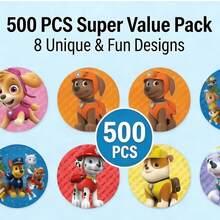 500 peças/Rolo Adesivos Rolo PAW Patrol, Decalques de Vedação de Desenho Animado DIY, Decalques de Laptop PVC, Decoração de Skate, Adesivos de Recompensa, Brinquedos - Branco - Visão 9