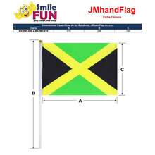 Banderas Jamaica Alta Calidad, MXJMH-000, 1Pza, Jamaica, 14x21cm, Tela Poliéster, Asta Plástico. - Multicolor - Ver 4