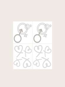 4张/套 草本临时纹身贴纸，大胆设计，绳索爱心，私密符号图案，人体彩绘，哑光效果，持久7-14天，新手友好 - 棕色 - 查看 12