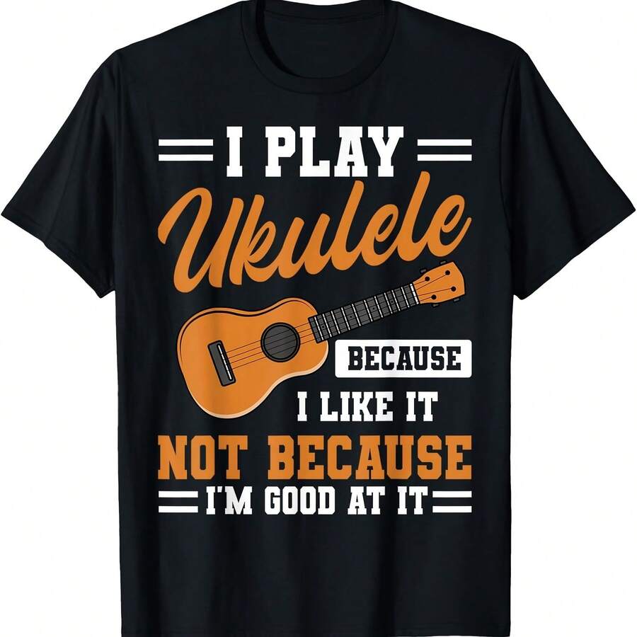 Camiseta de ukelele para amantes de la música - Negro - Ver 1