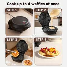 SUPERLEX 750W Waffle Maker, Mini Waffle Iron, Automatic Temperature Control, Non Stick Coating, Cool Touch Handle, Round Waffle Machine For Family - UK Plug(220-240V) - View 4