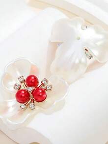 10/5 chiếc khuy trang trí hình hoa đính ngọc trai giả, phụ kiện trang trí mũ, váy, đồ thủ công tự làm. - Đỏ - Xem 3