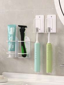 1/2 piezas Soporte de pared para cepillo de dientes eléctrico, organizador de almacenamiento de baño, adecuado para uso doméstico para guardar cepillo de dientes, soporte de cepillo de dientes, soporte de afeitadora, decoración de baño del hogar - Multicolor - Ver 8