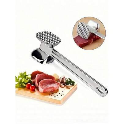 1 cái dụng cụ làm mềm thịt hai mặt bằng thép không gỉ, dụng cụ đập thịt tại nhà dùng cho bít tết, thịt lợn, dụng cụ nhà bếp, phụ kiện nhà bếp, quà tặng năm mới, Ngày Valentine, Ngày của Mẹ, Ngày của Cha, mùa hè, lễ tốt nghiệp, quà tặng tựu trường