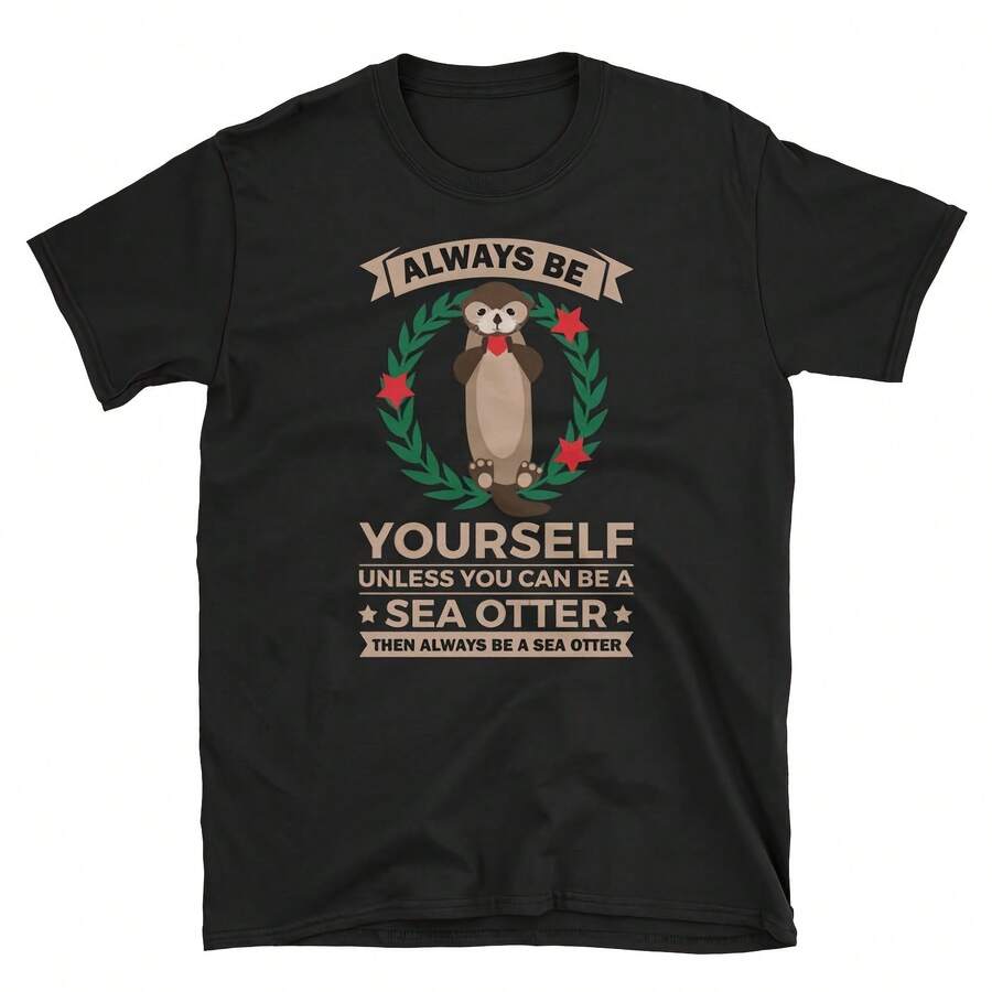 Camiseta de regalo "Sé siempre tuyo a menos que puedas ser una nutria marina" - Negro-4 - Ver 1