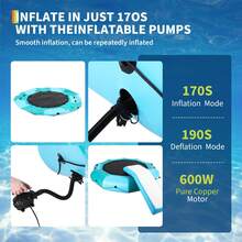 Trampolín Inflable de Agua 10FT - Plataforma Rebotante Flotante para Adultos con Escalera de Cuerda 4 Pasos, Soga de Amarre, Bomba de Aire y Bolsas de Anclaje - Ideal para Lago, Piscina y Océano - azul - Ver 5