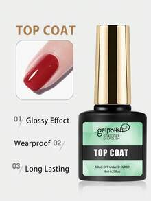 Glossy Gel Top And Base Coat Set, Long-Lasting Shine, LED Lamp Removable Gel Nail Polish, Suitable As Gift For Women - Clear - View 2