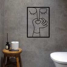 Hello Young 1pc Interesting Nose Clip Metal Wall Art, Elegant Minimalist Bathroom Line Art, Humorous Toilet Decor, Guest Bathroom Decoration, Metal Line Art Wall Hanging, Art Craft, Home Decor, Room Decor, Wall Decor - Multicolor - View 2