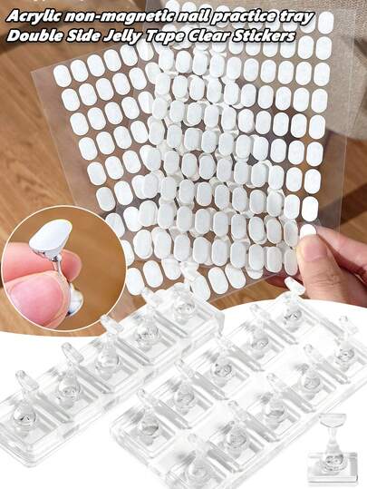 非磁性亚克力美甲支架，适用于按压式美甲贴片、猫眼美甲练习及展示架、带双面胶带的假指甲支架，适合美甲初学者及沙龙使用