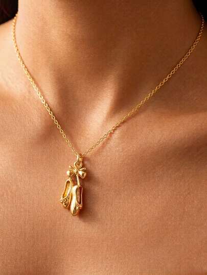 1pc Elegant And Glamorous Ballet Shoe Pendant Necklace, Fashionable Jewelry For Women, Perfect Combination Of Everyday Elegance And Party Charm