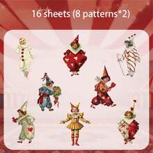 16 Sheets/Bag Stickers, Circus Series, Delicate Hard Card Stickers, Scrapbook Supplies And Notebook Accessories, For Decorating Photo Frames, Computers, Phone Cases, Water Cups, Junk Magazines, Pencil Cases, Suitcases, Desktop Decoration Stickers,Personalized Stickers,School Supplies,Christmas Gifts,Gifts For Women,Brain Rot,Scrap Book Supplies,Cute Stationery Stickers,Scrapbook Supplies Funny Stickers Kindle - Sticker Pack - View 13