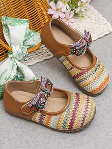 1 Pair Kids Hook And Loop Flat Shoes, 2026 New Spring Girls Knitted Soft Bottom Casual Performance Fashion Shoes, Girls Bowknot Fashionable Shoes - Brown - View 6