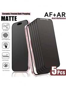 5pcs - Full Screen Matte Privacy Screen Protector Film Compatible With IPhone 17 Pro Max/17 Air/16 Pro Max/16e/15 Pro Max/14 Plus/13 Pro Max/12 Mini/11 Pro Max/XS Max And Other Models. Featuring Dual-Sided Privacy Filter, Compatible With Phone Cases, Full Screen Coverage. Anti-Peeping, Anti-Fingerprint, Upgraded Edge Protection, Scratch-Resistant, Easy Installation Without Bubbles. A Great Gift For Birthdays And For Friends/Family. - Black - View 18