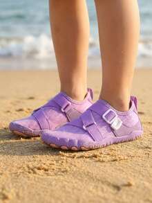 TATORHT 1 par de zapatos de agua para niños de secado rápido y estampado aleatorio, transpirables y de malla de corte bajo con cierre de gancho y bucle. Zapatos de playa descalzos para niños con suelas de goma para ciclismo al aire libre, fitness en interiores, yoga, saltar la cuerda - Púrpura malva - Ver 7