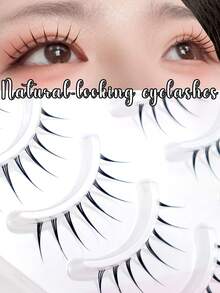 5 cặp mi giả trong suốt, nhọn, kiểu hoạt hình Nhật Bản, tự nhiên, mềm mại, nhẹ nhàng, thích hợp cho hẹn hò, du lịch, dễ mang theo. - Lông mi Manga nhọn - Xem 4