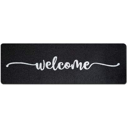 Tapete de boas-vindas de 120 cm x 40 cm (47,2" x 15,7"), tapete de entrada para uso interno e externo, tapete decorativo para varanda, preto