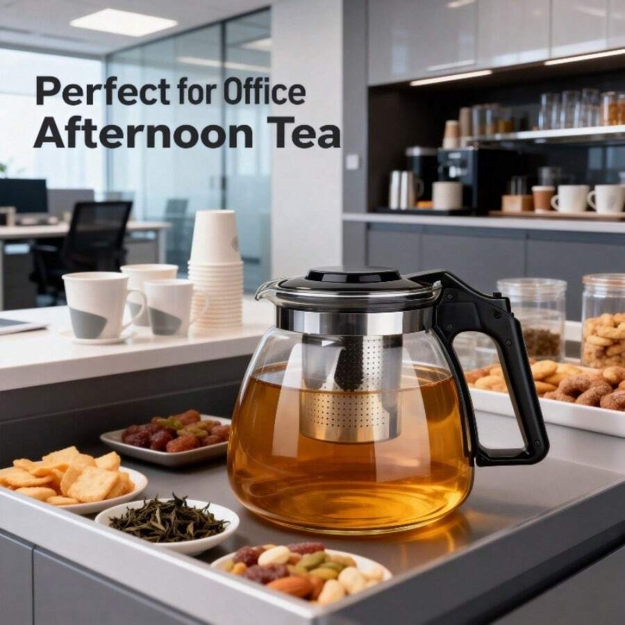 Glass Whistling Teapot With Removable Stainless Steel Infuser, For Loose Leaf Tea Brewing, Black - Black - View 1