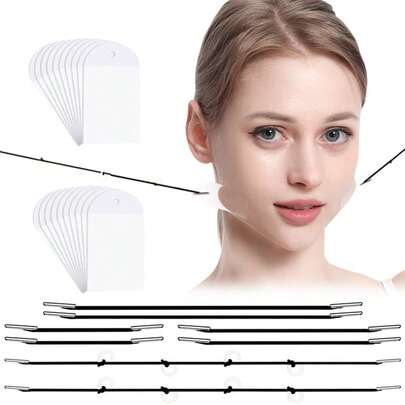 8pcs Invisible Matte Face Lifting Tapes + 20pcs Patches, Stretch & Contour Skin, Adjustable Tightening Outline Tape