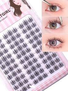 90pcs Tassel Style Transparent Stem False Eyelashes, Natural Messy Wild Cartoon Fairy C-Curl Lashes - C - View 4