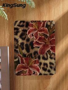 Kingsung 豹纹芙蓉花平板电脑保护套，适用于 9.7/10.2/10.5/10.9/12.9 英寸平板电脑、11 英寸 Kindle Pro、10.4 英寸 Galaxy Tab S6 Lite、2022 款第 12 代 Kindle Paperwhite 和第 11 代 Kindle，柔软防震，支持智能支架/自动唤醒/睡眠功能，豹纹保护套 - 彩色 - 查看 3