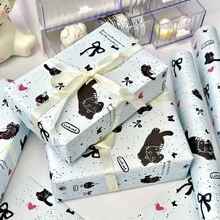 50pcs Cute Cartoon Cat Pattern Gift Wrapping Paper, Large Size Premium Gift Wrapping Paper, Holiday Decor Wrapping Paper, DIY Craft Wrapping Paper And Bouquet Wrapping Paper, Suitable For Holiday, Celebration, Party, Wedding, Birthday, Gift And Party Decor Packaging Needs - Multicolor - View 3