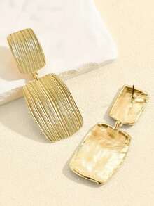 Square Striped Earrings, Fashionable Exaggerated High-End Earrings, New Earrings - Multicolor - View 4